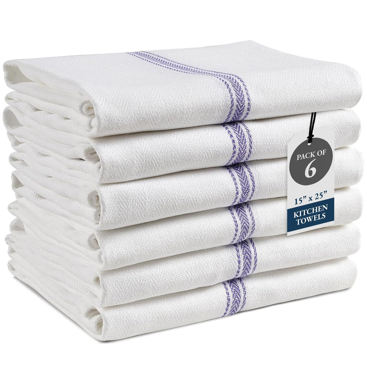 Lane Linen: toallas de cocina con rayas azules, absorbentes para secar platos.