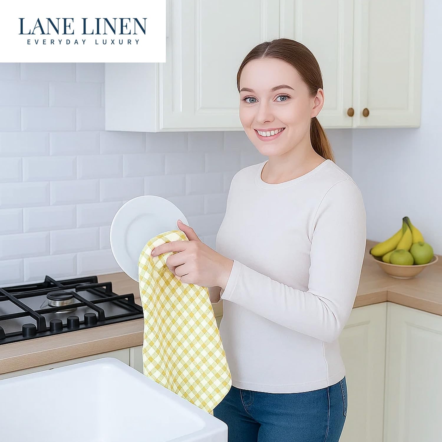 LANE LINEN: toallas de rayas con diseño elegante para la cocina