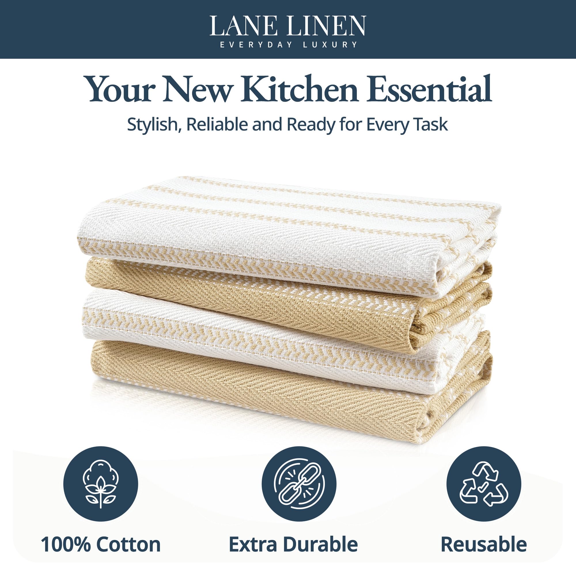 Lane Linen toallas de cocina con diseño a rayas, limpieza eficiente