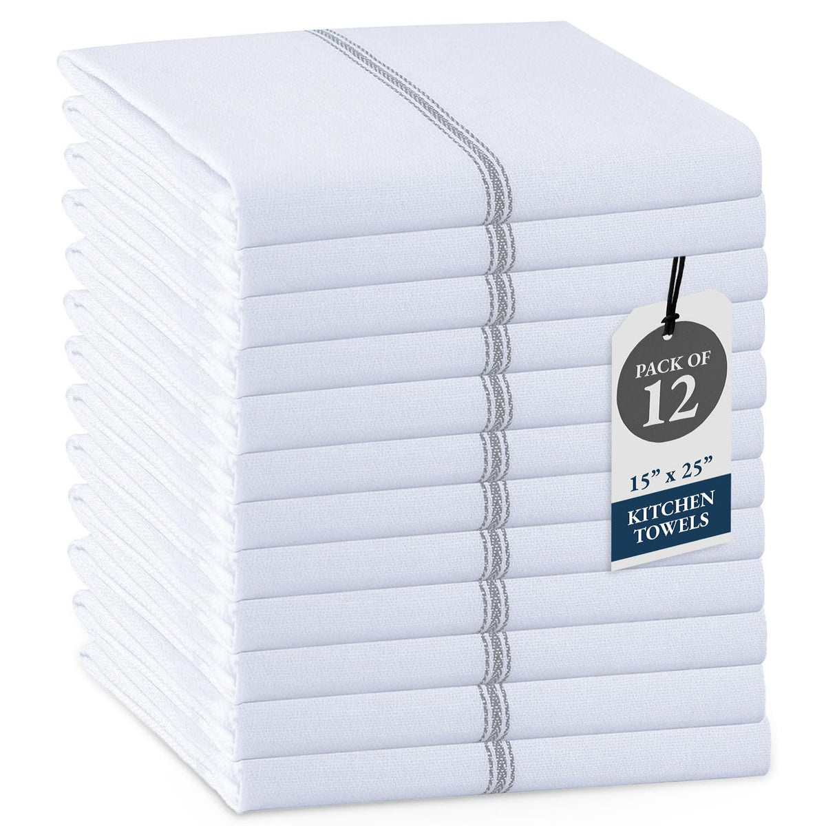 LANE LINEN toallas cocina rayas grises, absorbentes para secar utensilios.