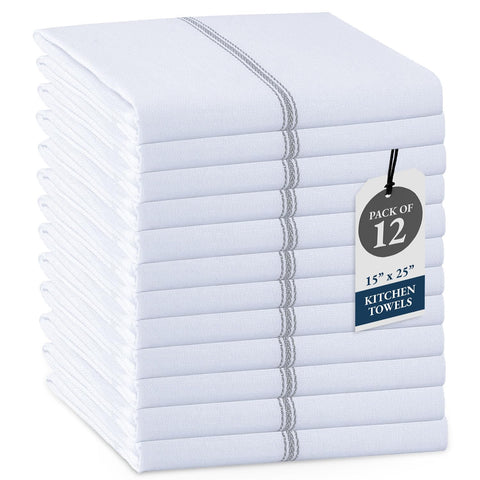 LANE LINEN toallas cocina rayas grises, absorbentes para secar utensilios.