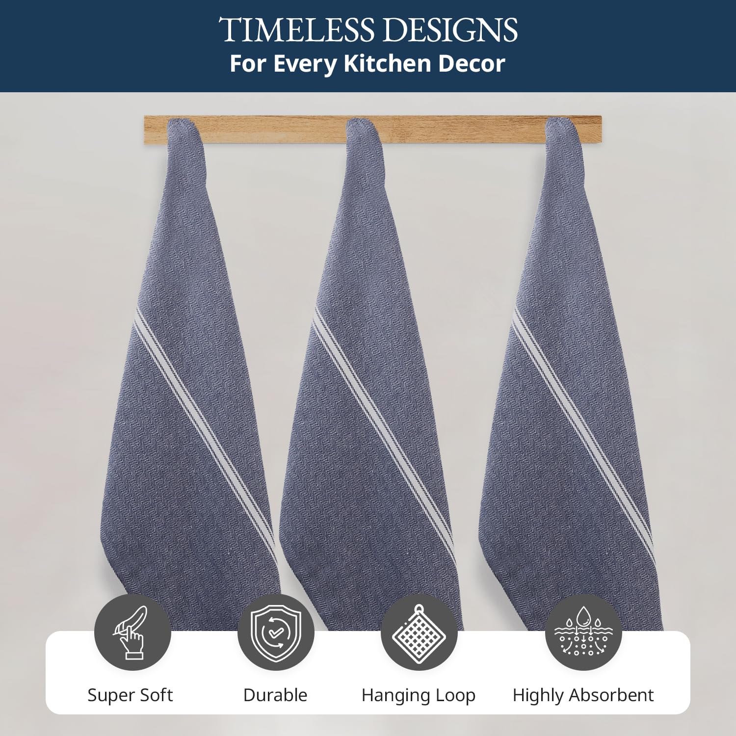Lane Linen toallas con rayas azules, regalo perfecto para cocineros
