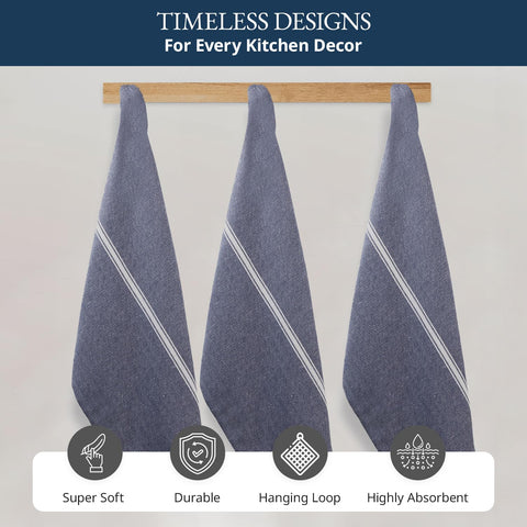 Lane Linen toallas con rayas azules, regalo perfecto para cocineros