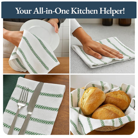 LANE LINEN toallas de cocina de secado rápido en tono verde