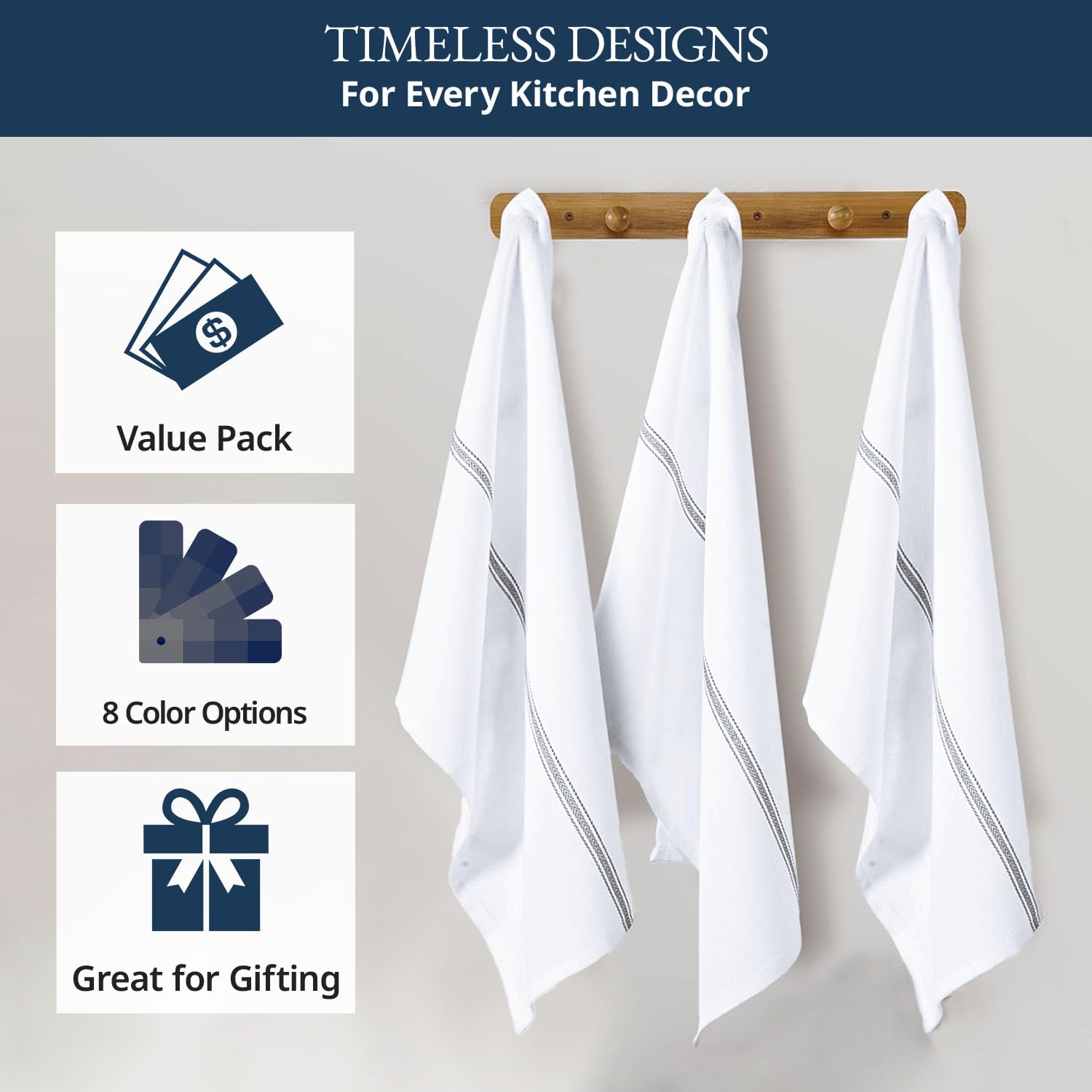 LANE LINEN pack 12 toallas cocina para usos diarios.