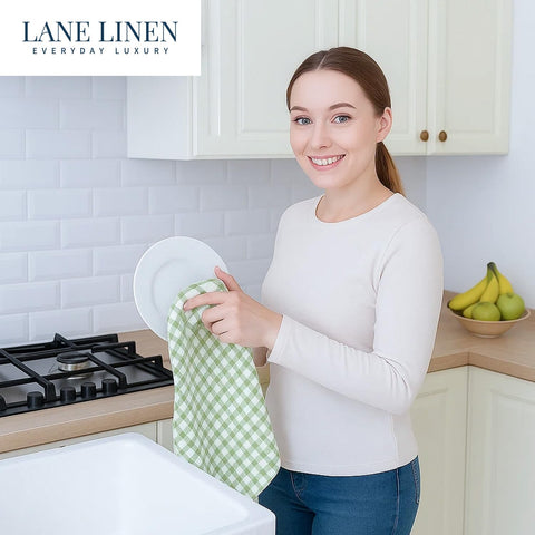 Lane Linen toallas de cocina verde salvia para un toque natural