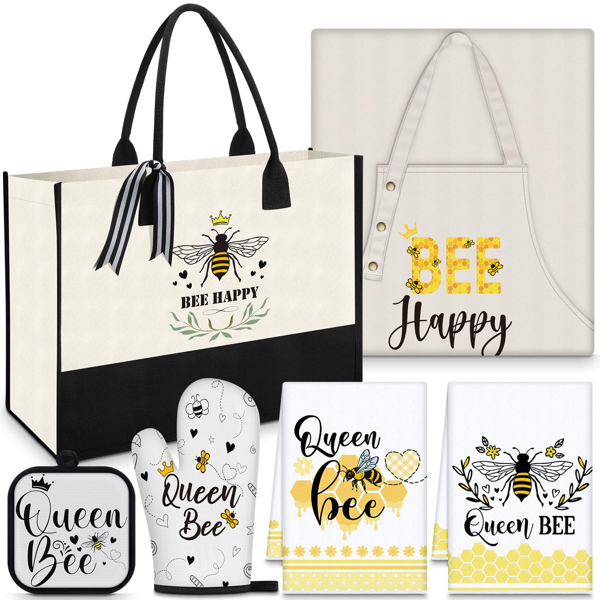 Langyiwee bolsa de lona abeja feliz, ideal para transportar utensilios de repostería