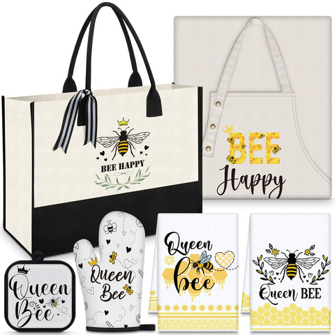 Langyiwee bolsa de lona abeja feliz, ideal para transportar utensilios de repostería
