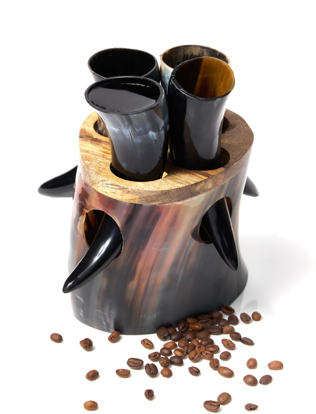 LANITI copa cuerno vikingo con soporte: conjunto de 4, ideal para reuniones y brindis.
