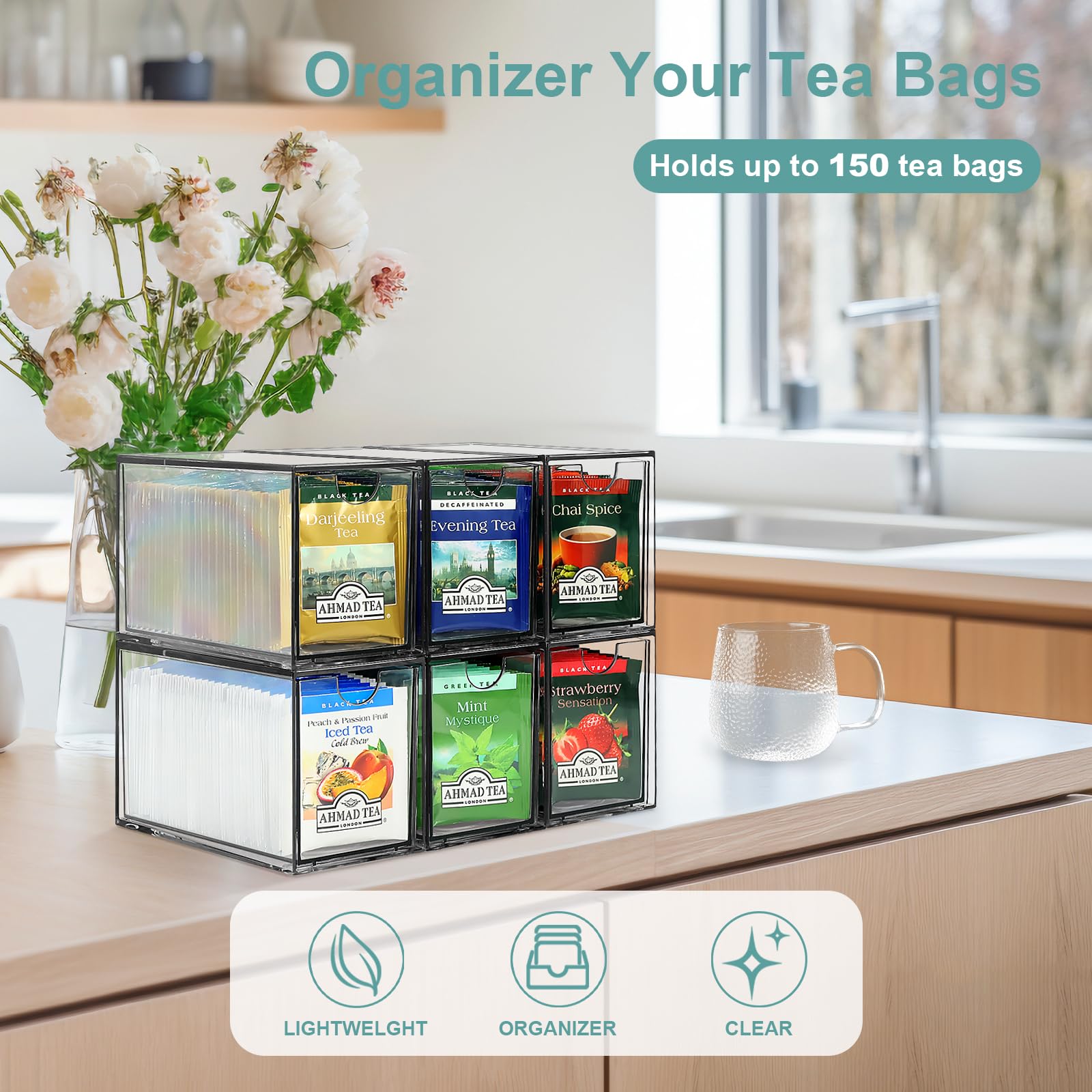 LANLISA diseño-apilable-bolsas-te para maximizar el espacio