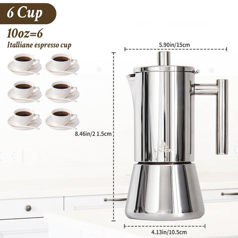 La cafetera LAOION en la estufa de gas muestra su diseño elegante.