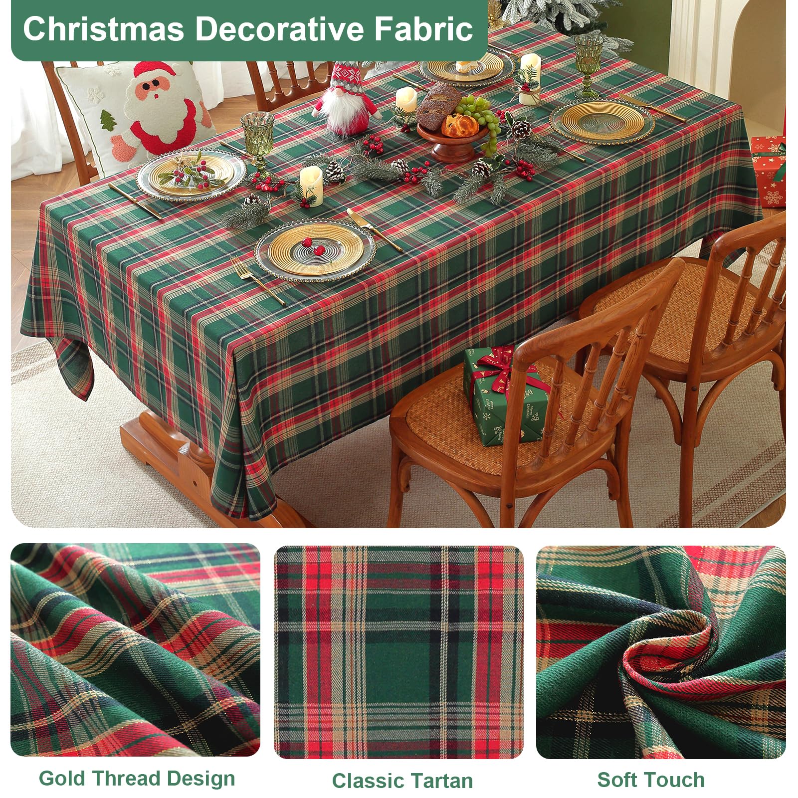 Laolitou mantel-diseño-cuadros-verde-detalle: patrón clásico que combina con muchos estilos.