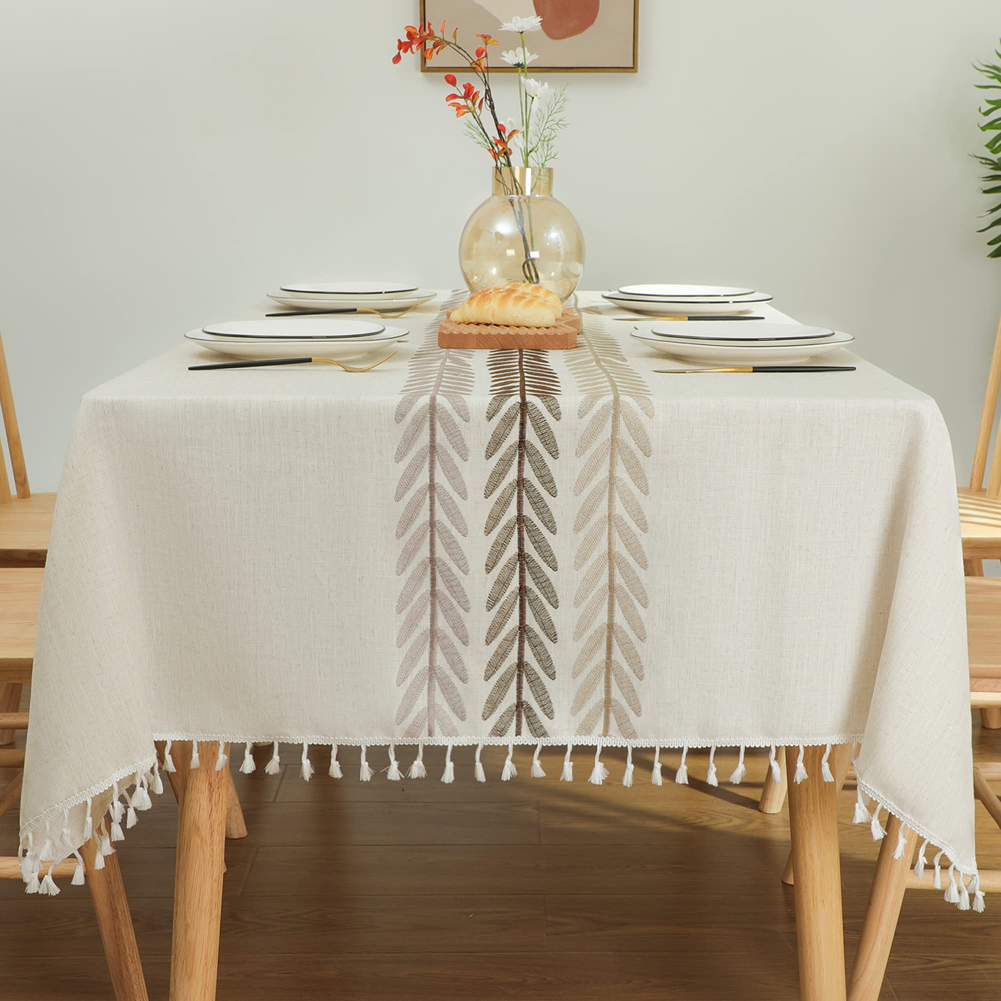 Mantel Laolitou impermeable de algodón-lino para comedor, protección contra salpicaduras.