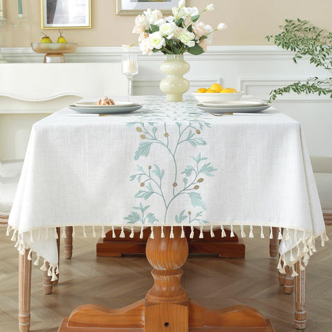 Laolitou mantel de algodón-lino impermeable protege la mesa ante salpicaduras.