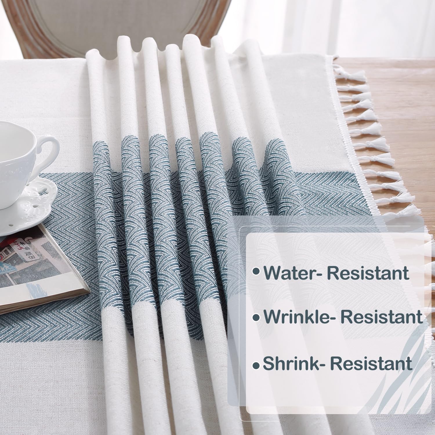Mantel Laolitou con flecos bordados añade elegancia a tu comedor.