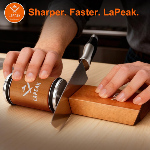 Lapeak base de madera con imanes para estabilidad en la encimera.