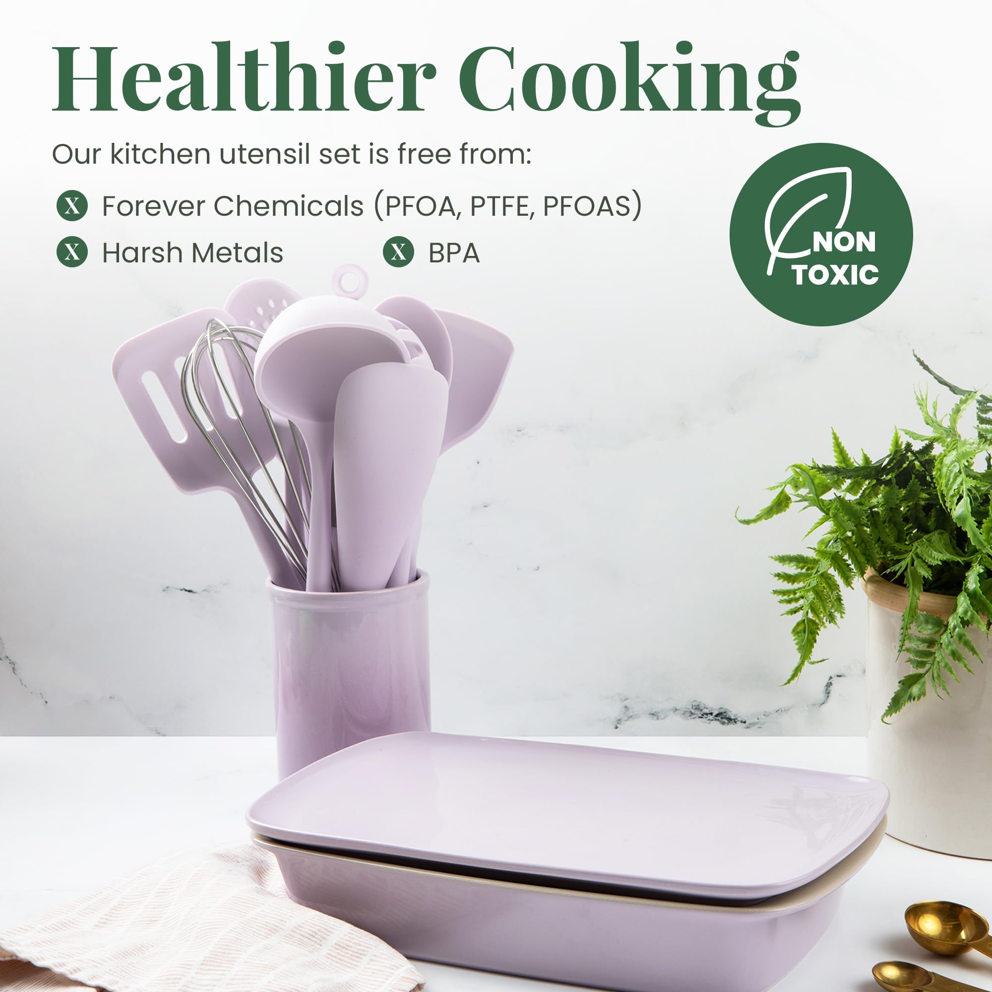 Larder & Vine cucharón de silicona para caldos y salsas fáciles de servir.