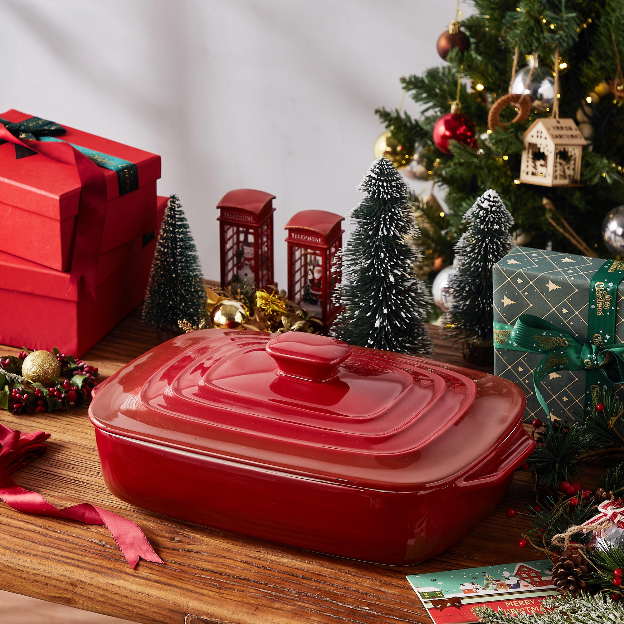 Diseño rojo elegante de Lareina que realza la presentación de la comida