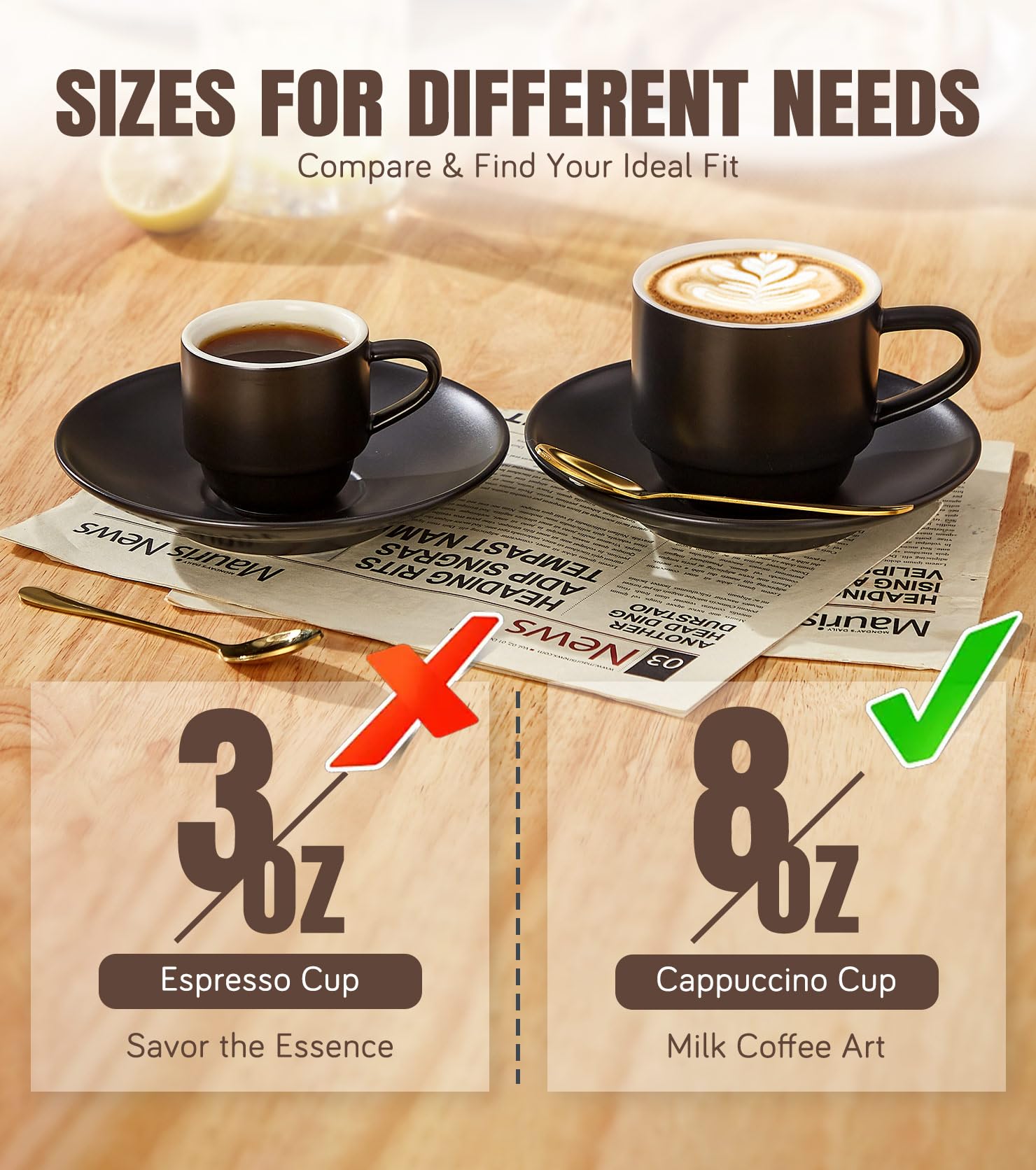 Lareina capuchino 8oz juego completo con rack para ahorro.