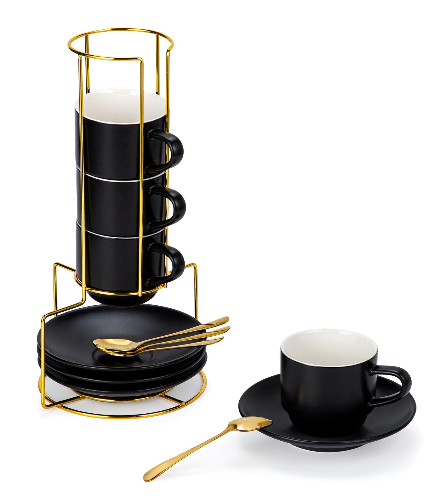 Tazas Lareina capuchino 8oz con saucer para servicio diario elegante.