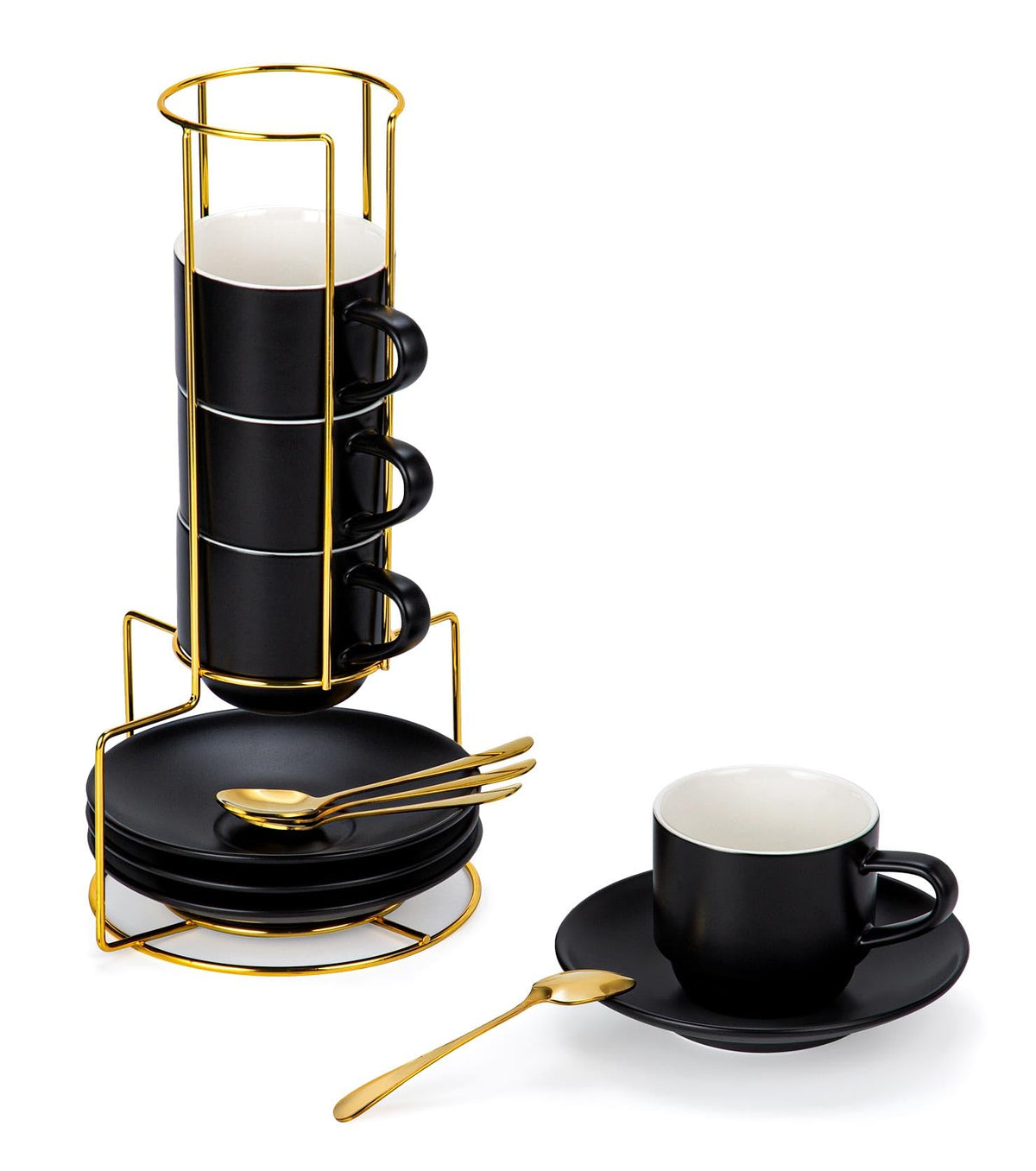 Tazas Lareina capuchino 8oz con saucer para servicio diario elegante.