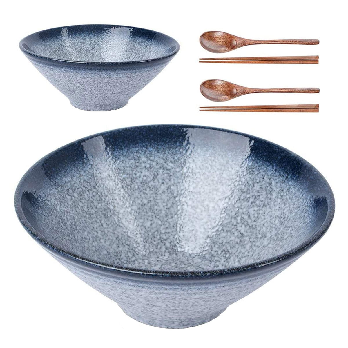 Cuenco ramen cerámico azul de Lareina para porciones generosas.