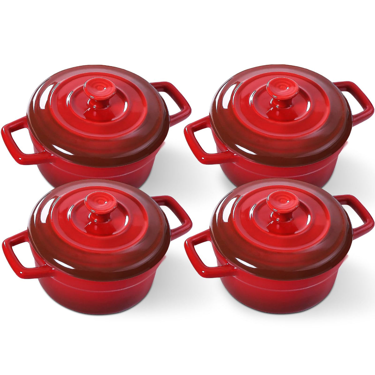 Lareina mini cocotte 12 onzas con tapa roja para porciones individuales y horneado sencillo
