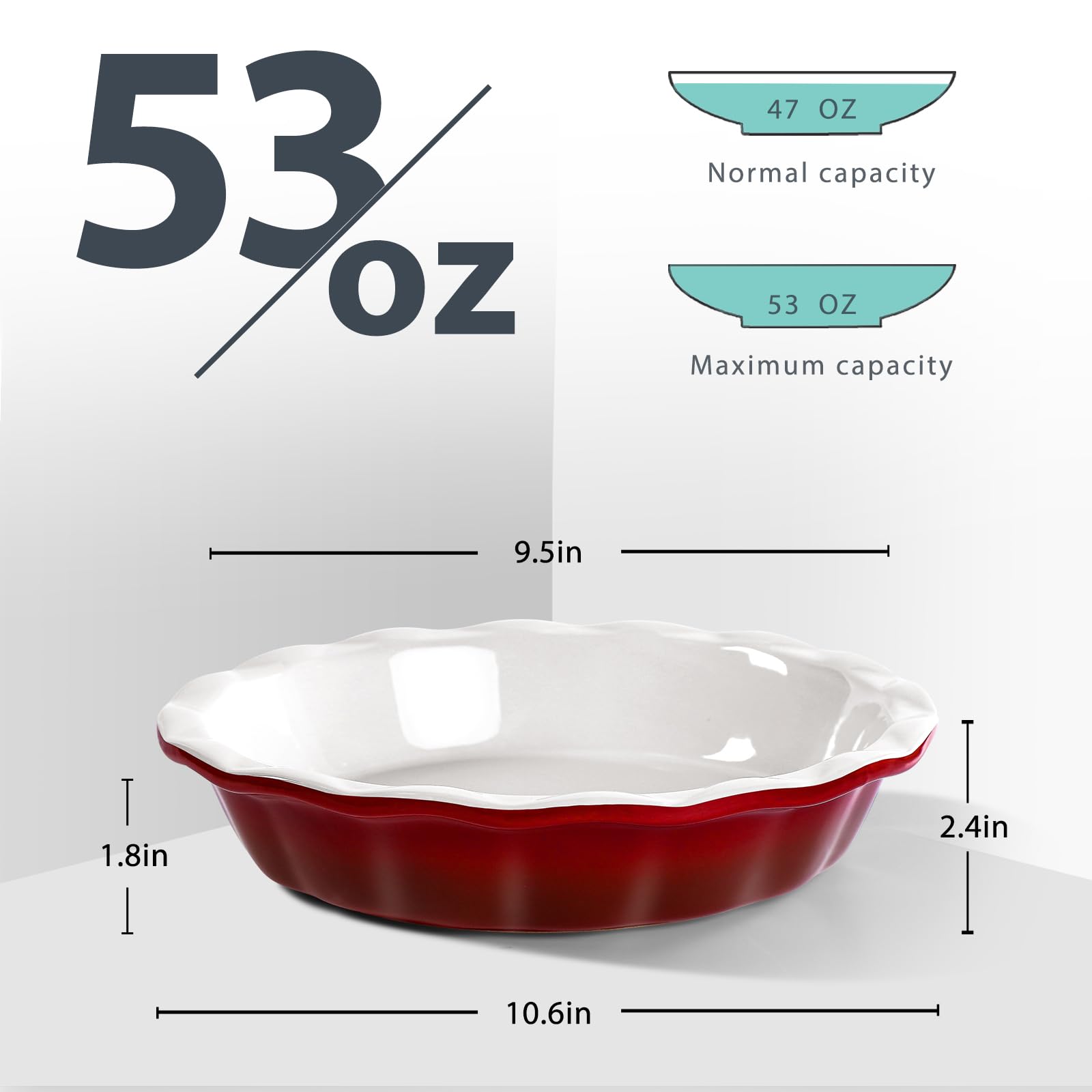 Lareina pie ceramico borde fluteado 9 pulgadas facilita crimpado y agarre.
