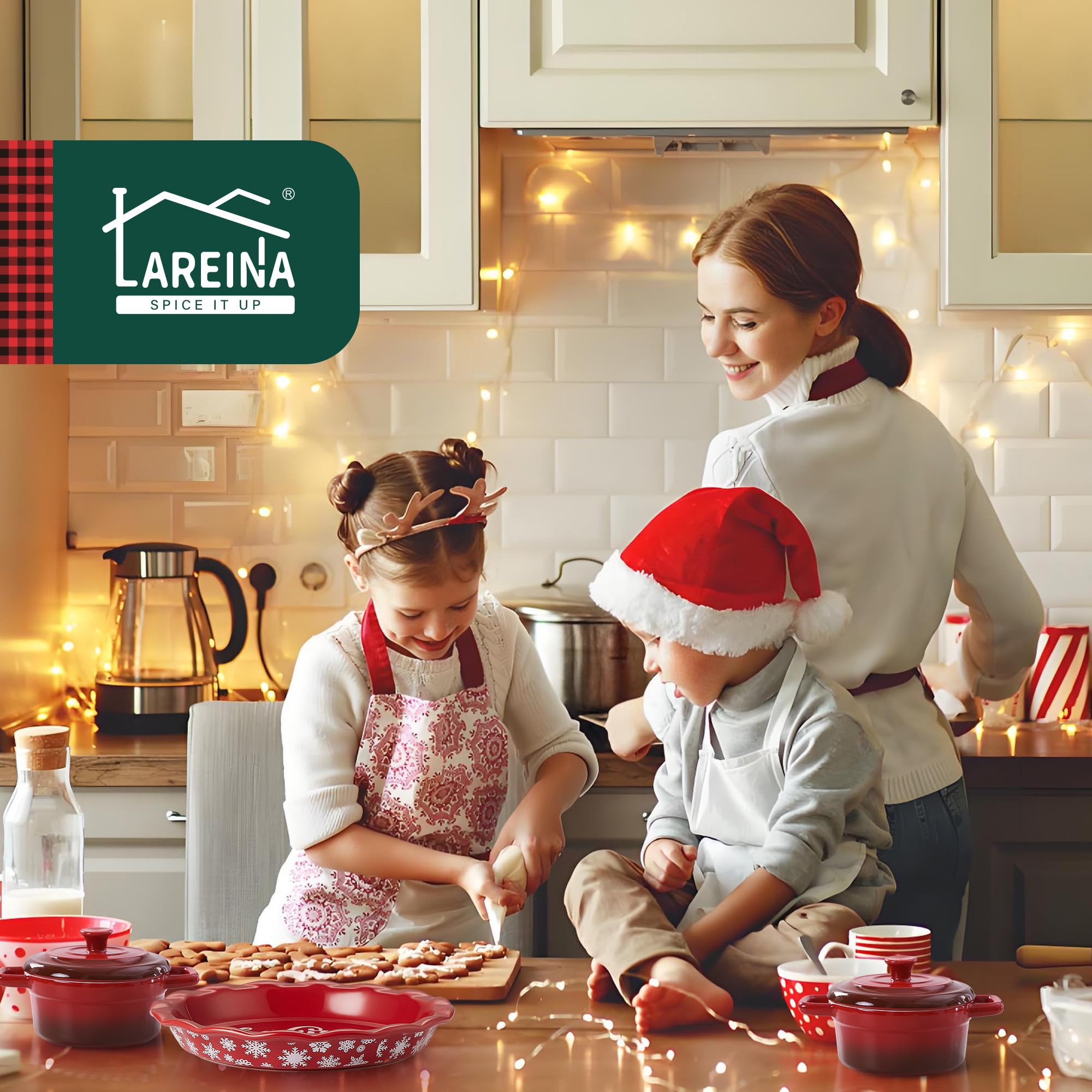 Lareina juego de dos moldes ceramicos para postres y cenas.