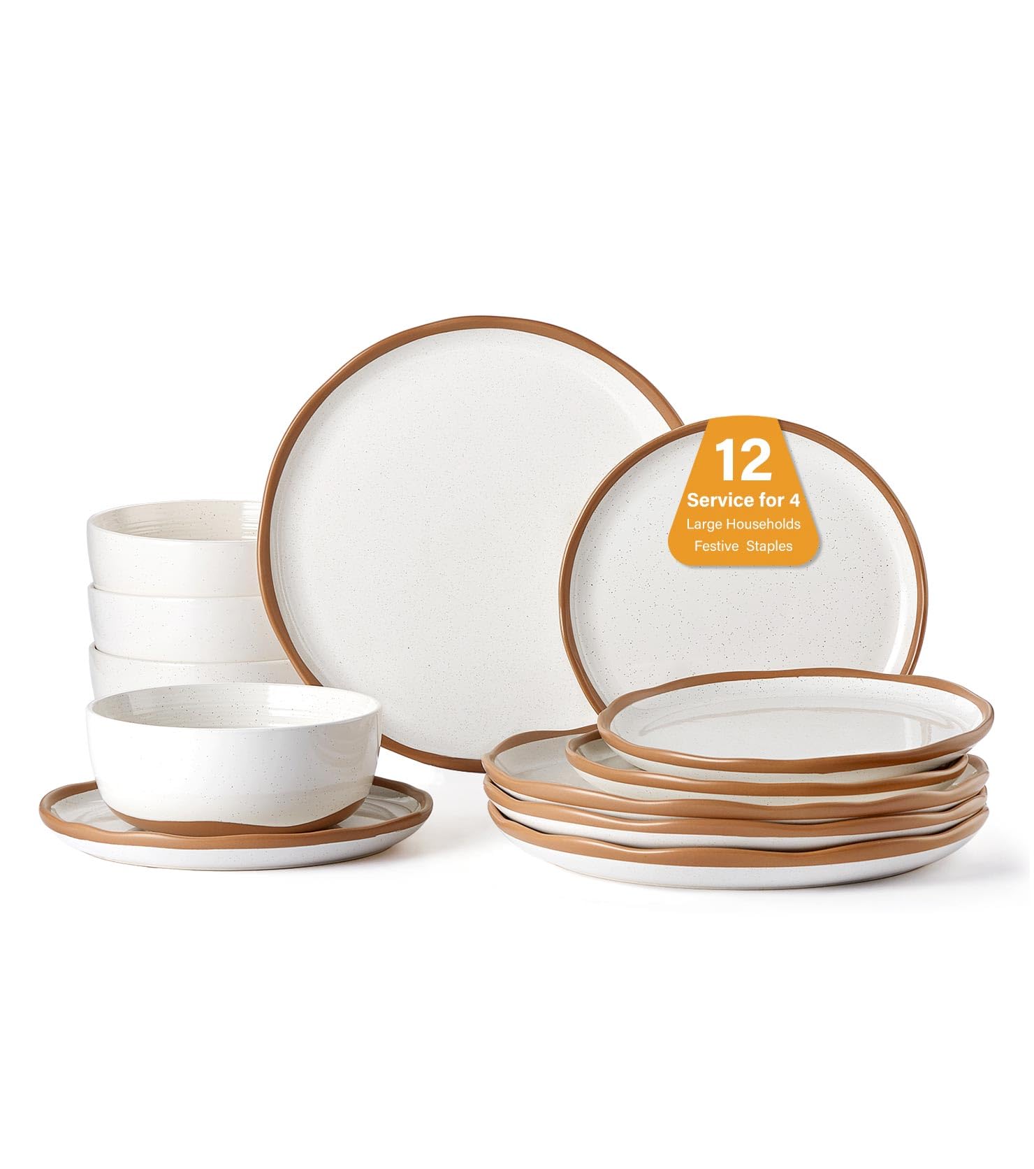 Lareina: conjunto de 12 piezas, platos y tazones para uso diario.