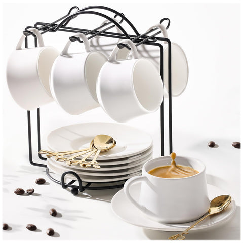 Conjunto Lareina tazas espresso 3oz, agarre cómodo y diseño elegante para espresso intenso.