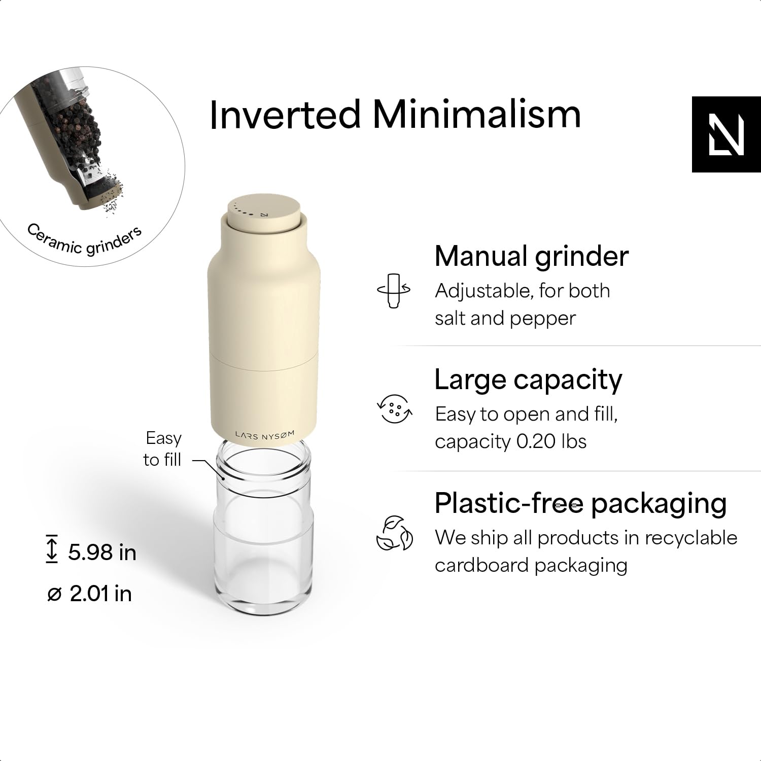 Acero inoxidable y lineas innovadoras en molinillos LARS NYSØM