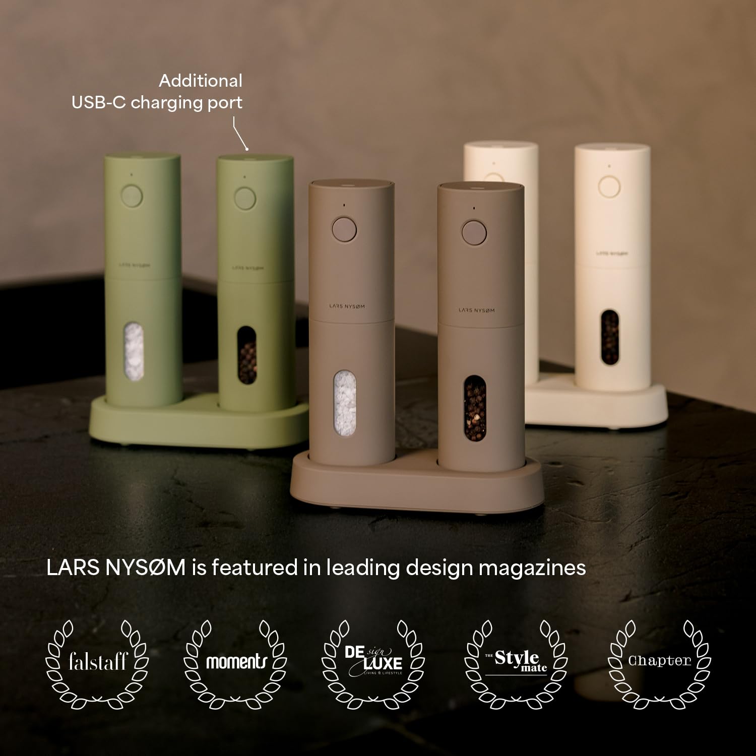 Molinillo LARS NYSØM con carga USB para uso doméstico