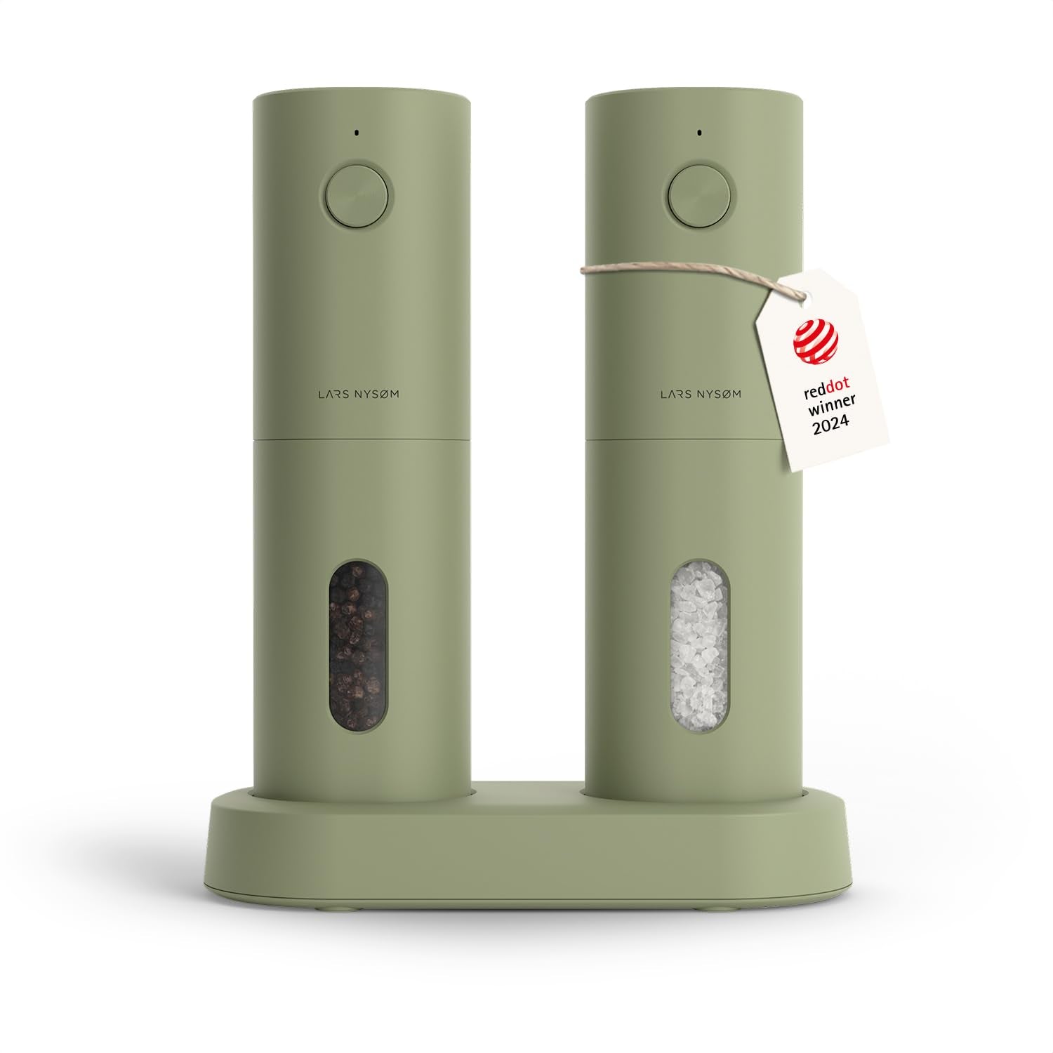 LARS NYSØM set de molinillos eléctricos Sage Green con recarga USB y molienda ajustable