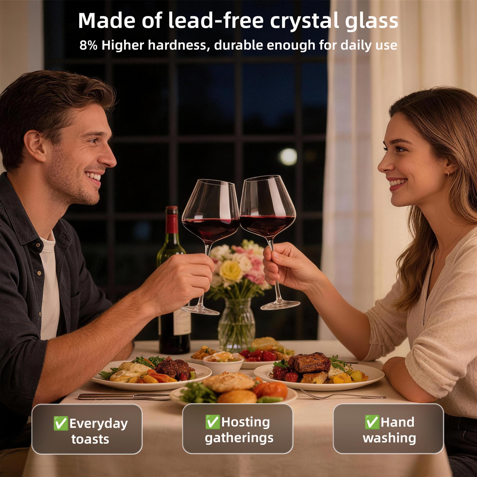 Copa de vino con borde fino y tazón grande para apreciar aromas.