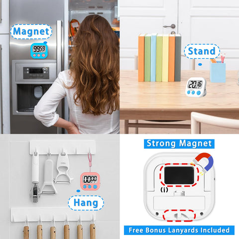 Lasubst temporizador con base magnética y soporte para superficies metálicas