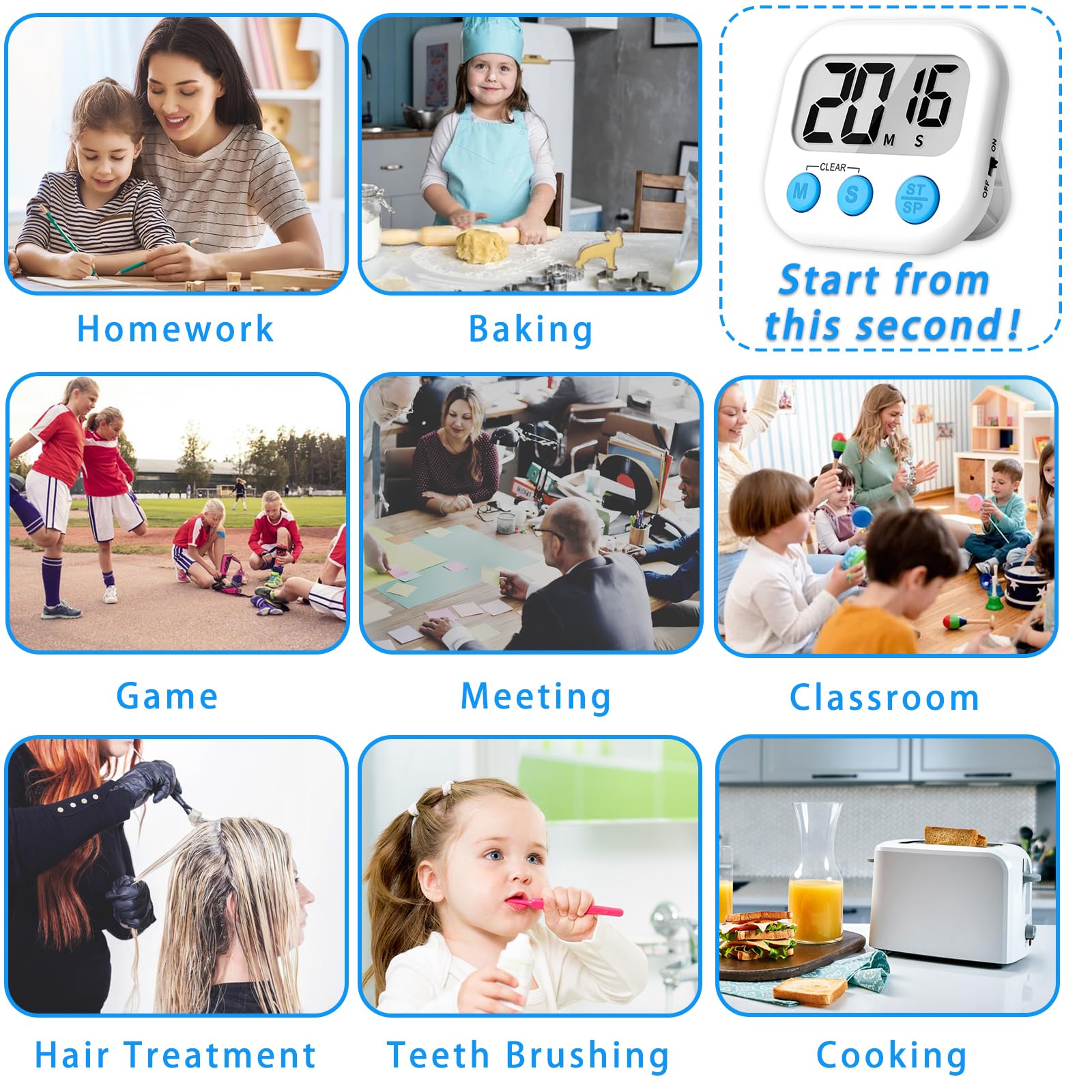 Lasubst temporizador en dos colores negro y blanco para combinar con espacios