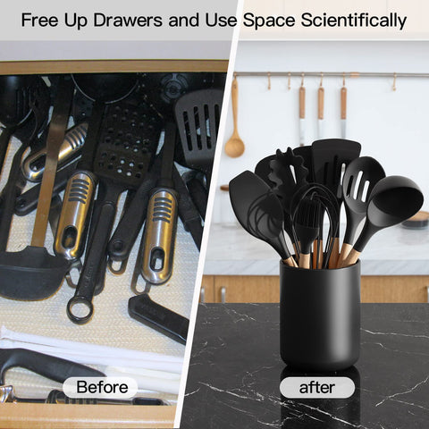 Organizador de cocina LATCHHOOK negro mate, ayuda a ahorrar espacio.