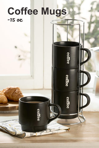 Acabado negro mate de las tazas LAUCHUH, tono elegante.