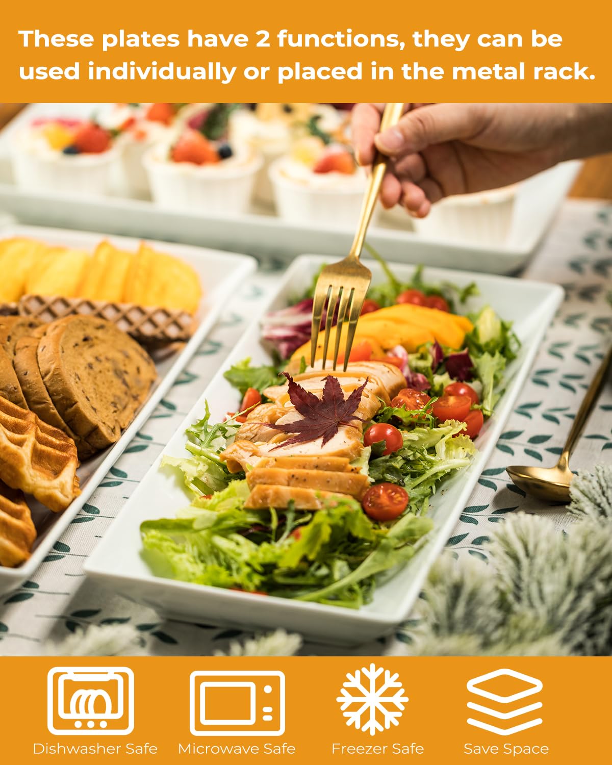 Lauchuh platos individuales o en soporte para flexibilidad.