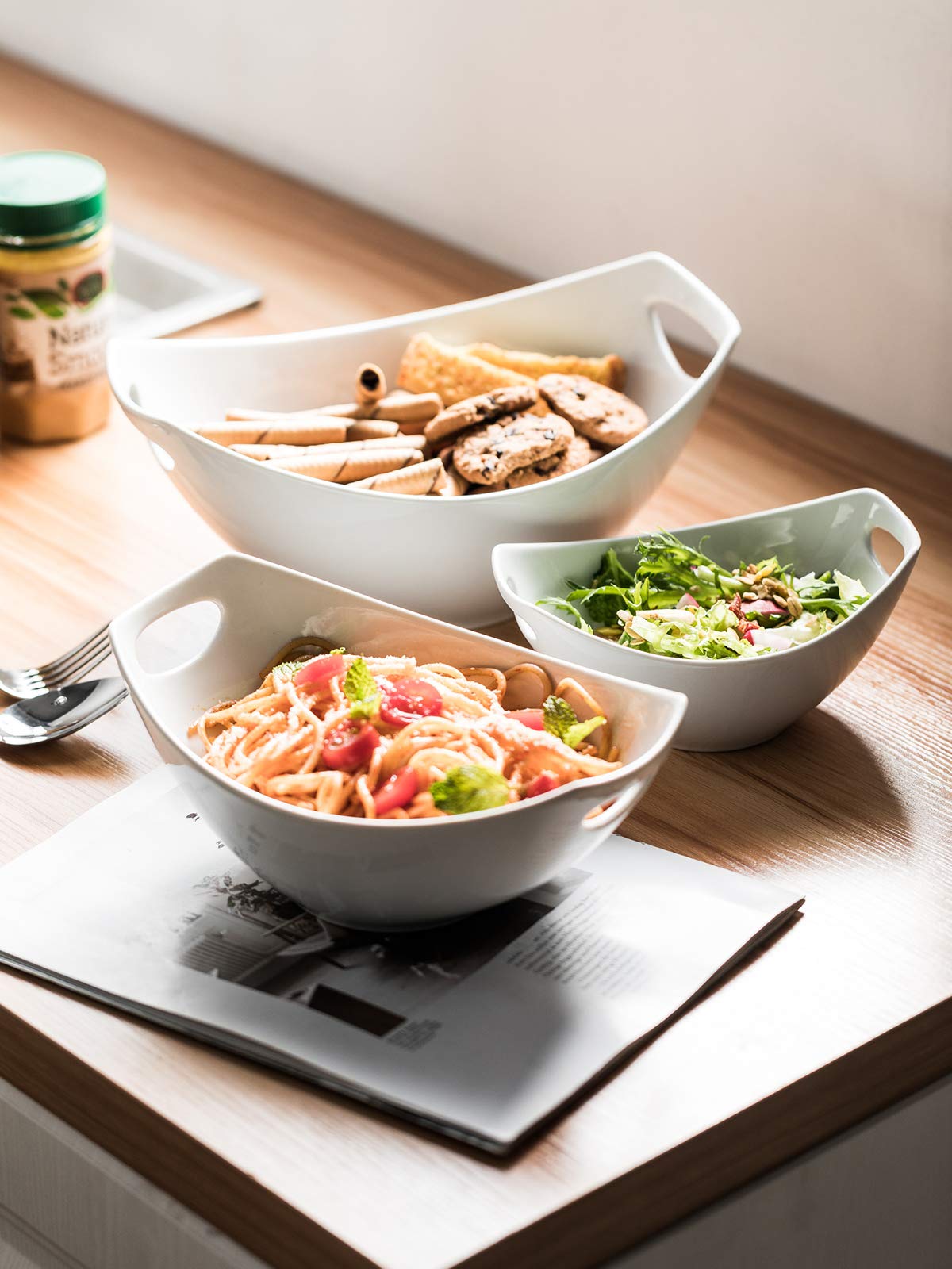 LAUCHUH porcelana apta para microondas, lavavajillas y horno, fácil limpieza.