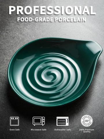 El porta-cucharas LAUCHUH de porcelana verde facilita mantener utensilios a mano.