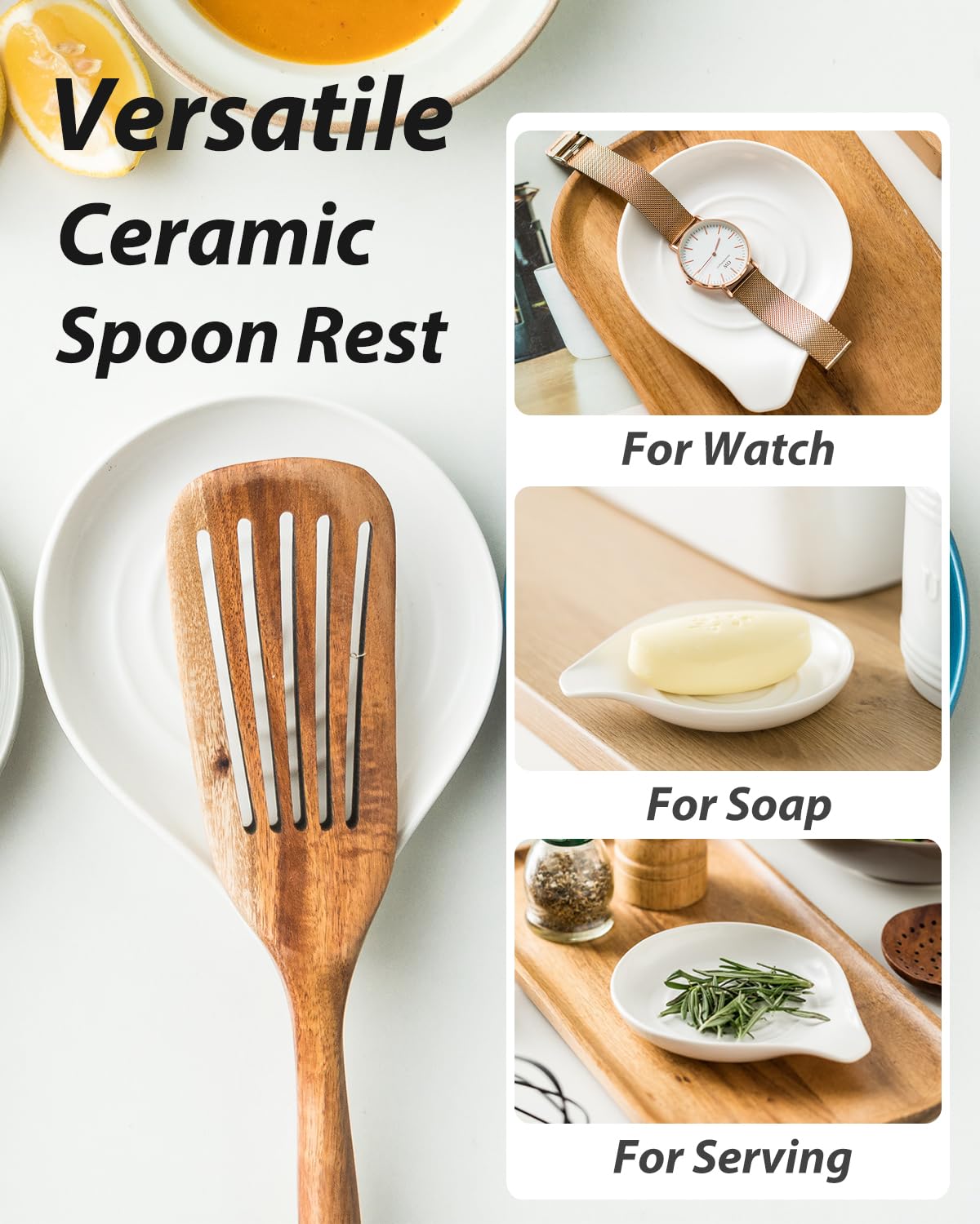 Reposacucharas LAUCHUH cerámico, elegante para decorar la cocina.
