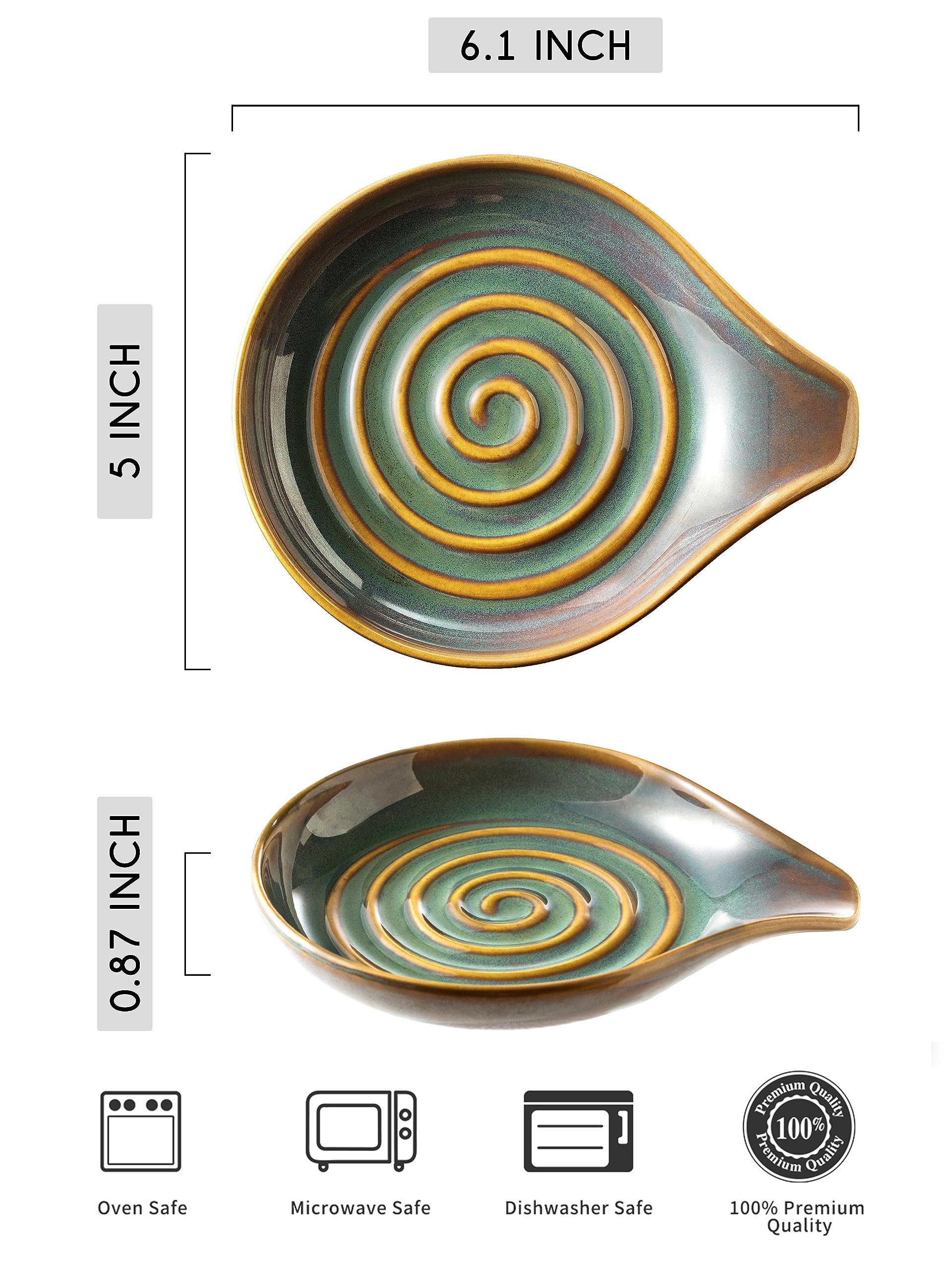 Reposacucharas LAUCHUH de cerámica verde, diseño único para utensilios al cocinar.