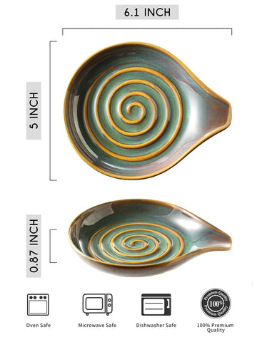 Reposacucharas LAUCHUH de cerámica verde, diseño único para utensilios al cocinar.