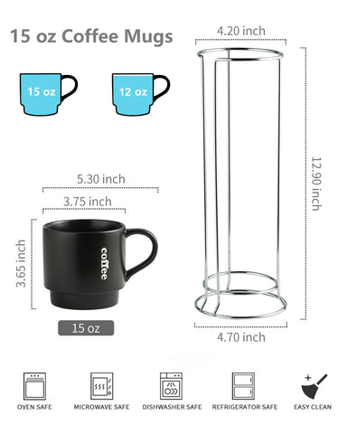 Tazas LAUCHUH 15 oz con asa en forma de C para un agarre cómodo.