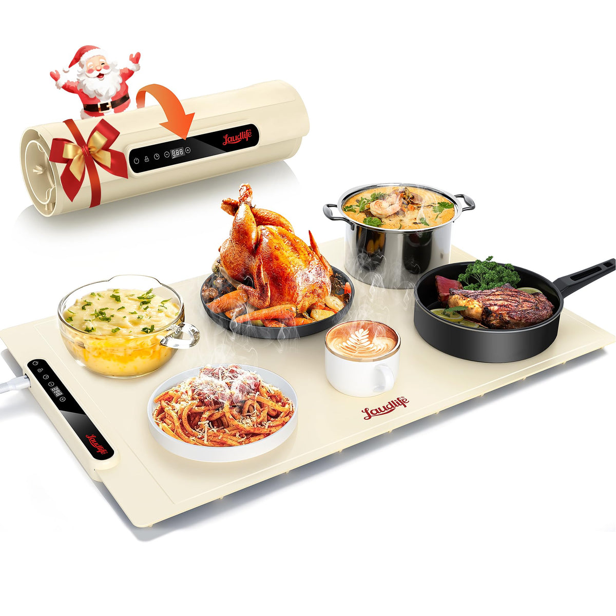 Laudlife, placa calentadora de alimentos 24x16 para buffets y eventos.