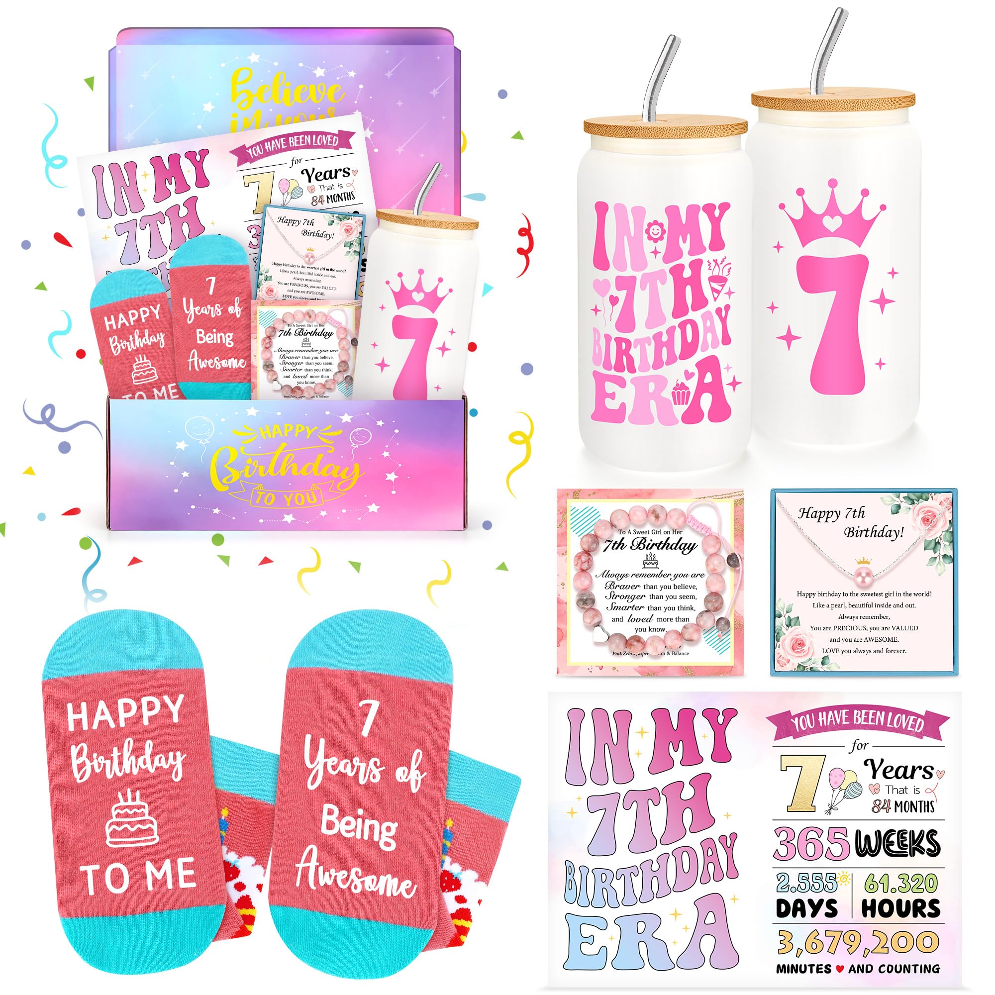 Launrada caja regalo aniversario siete años, ideal para celebrar su gran día
