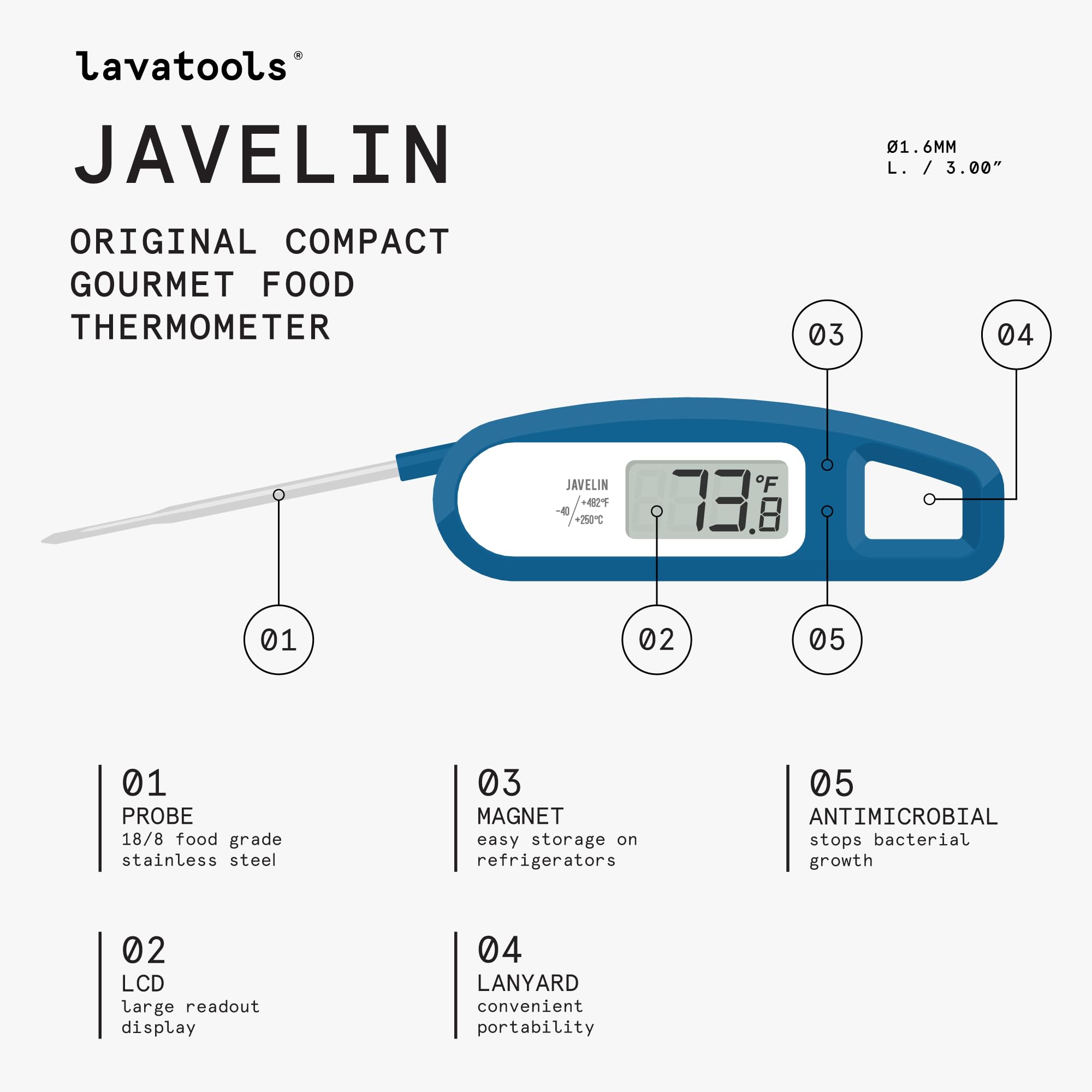 Lavatools Javelin con pantalla grande facilita la lectura desde cualquier ángulo.