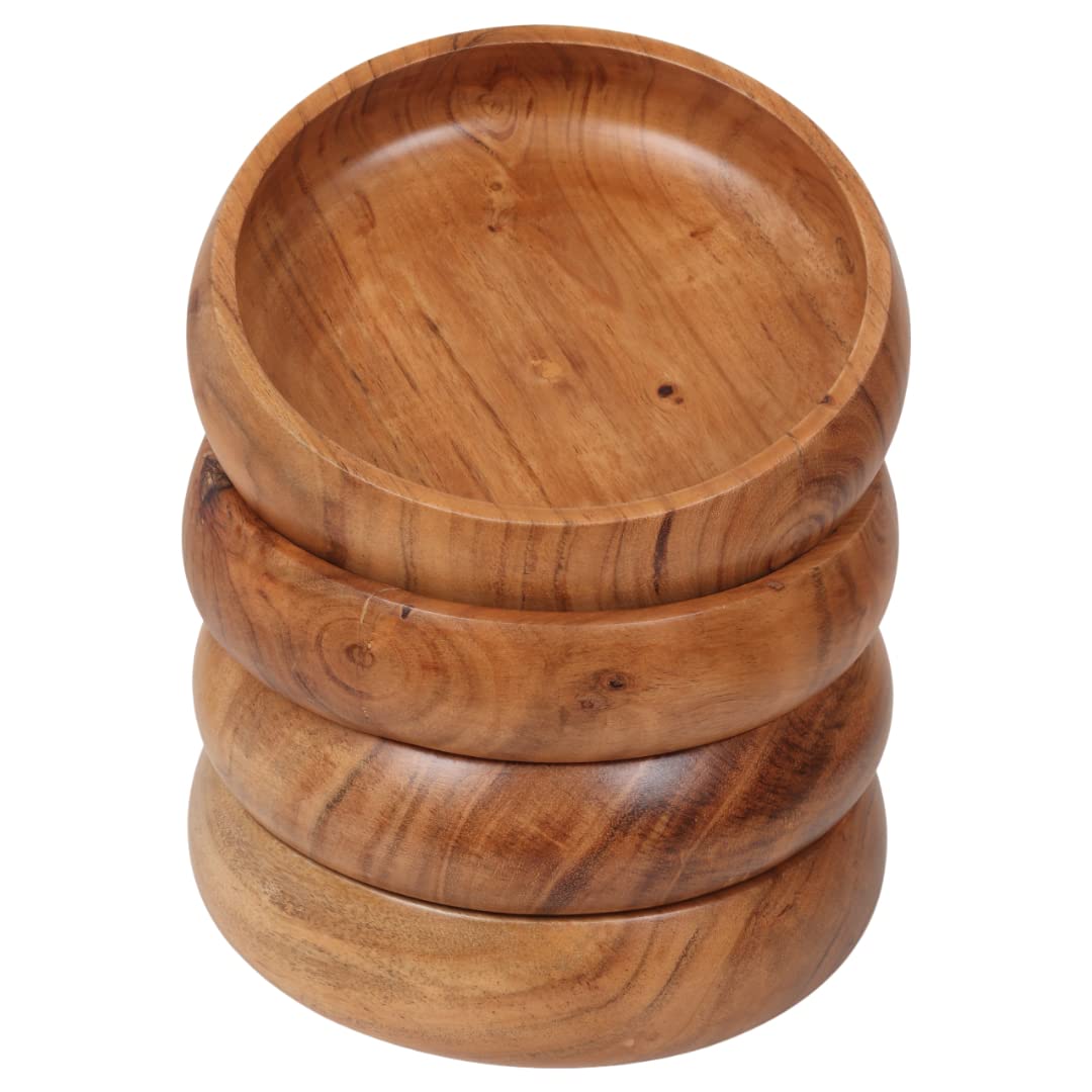 Cuencos de acacia LAVAUX DESIGNS de 8 pulgadas listos para ensaladas y porciones.